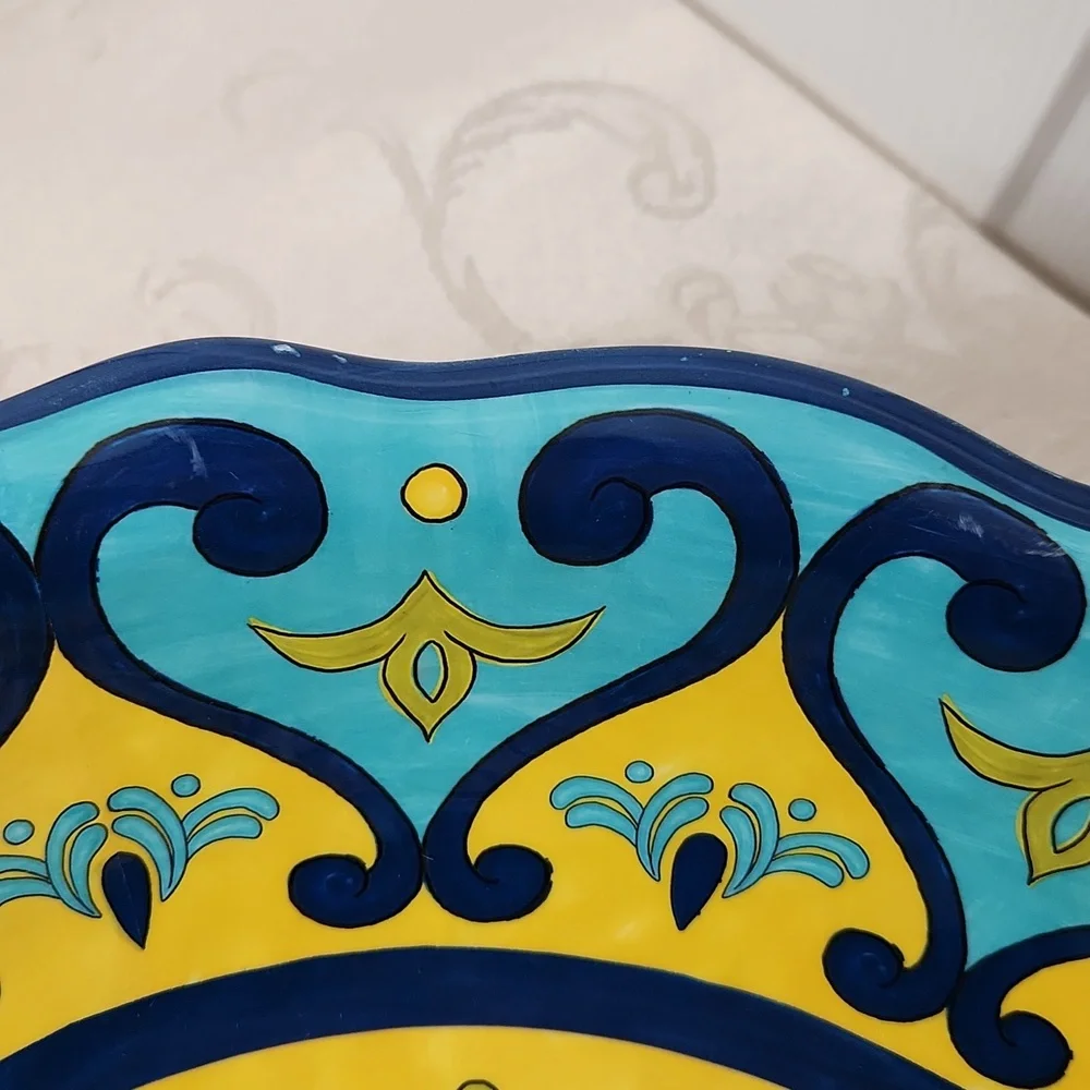 Cynthia Rowley bright blue yellow melamine serving bowl summer salad picnic